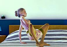 Teen Feels Pleasure in Stocking Solo Masturbation