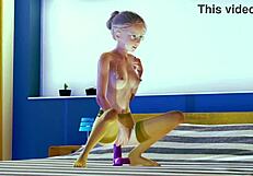 Teen Feels Pleasure in Stocking Solo Masturbation