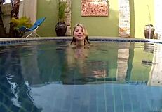 Blonde pool babe wendy undresses naked swimming under water adorable beautiful model cute horny