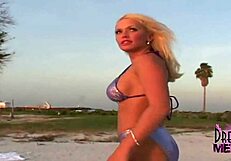 smoking hot blonde flashes tits in public