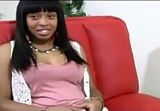 Ebony Teen Girlfriend Cheats with Rough Hardcore Fucking and Cumshot in Her First Video