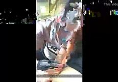 Ebony Chick's Sloppy Suck on White Dick: Wet and Wild Contrast