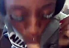 Ebony Chick's Sloppy Suck on White Dick: Wet and Wild Contrast