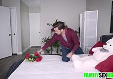 Stepdad fucks ebony stepdaughter and her friend on Valentines! Fiona Frost and Addis Fouche in taboo threesome