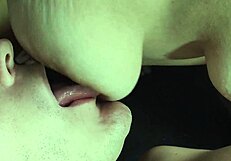 Saggy tits get sucked in closeup detail.