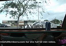 Wild blonde flasher shows tits and ass in public