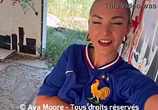 French Slut Sucks Strangers in Giant Bukkake