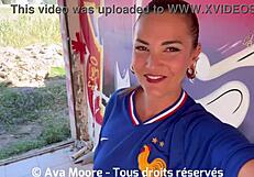 French Slut Sucks Strangers in Giant Bukkake