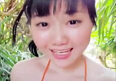 Japanese sexy dance with big boobs at pool