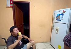 Super Slutty Stepmother Handles Disabled Old Man's Cock Alone At Home