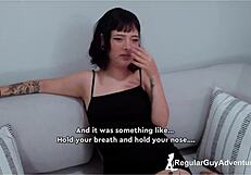 hey, watch goth girl nicole getting wild on the casting couch for her first time.