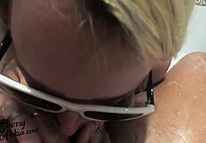 milf goes wild with dildo on pussy before hardcore bathroom banging