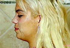 I watched the adorable blonde take a relaxing shower