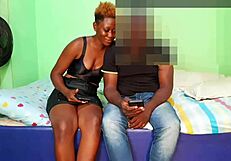 beautiful young woman rides huge black cock in living room