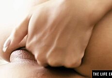 Cute Brunette Strips Lingerie, Fingers Clit and Nipples in Solo