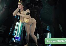 milf in 3d cartoon lets the boys take turns on her holes with big black cocks.