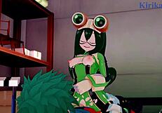 intense sex with tsuyu asui, mt lady, and izuku midoriya in my hero academia hentai