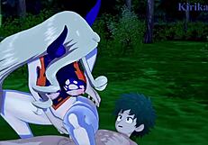 intense sex with tsuyu asui, mt lady, and izuku midoriya in my hero academia hentai