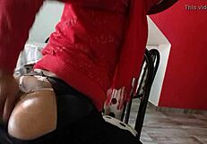 I admire my crossdressing curves in see-through spandex leggings and thong.