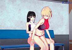 man, chisato nishikigi and takina inoue go wild in futanari hentai action!