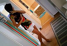 watching a pretty babe in the shower from the bathroom