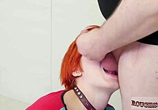 Brunette teen masturbates bound cumming from anal