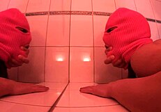 Latina babe gets doggystyle fucked in bathroom