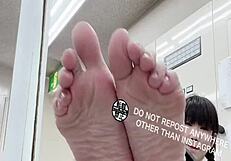 Asian feet fetish in the office