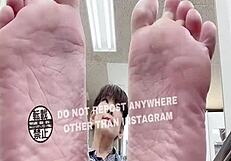 Asian feet fetish in the office