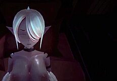 Elf teen sits on face then gets titjob in Monster Girl Island