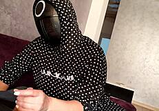 hey, i jerked off a squid game member's dick and he came on my big tits