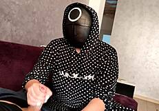 hey, i jerked off a squid game member's dick and he came on my big tits