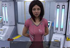 Man, stranded in space stretching tight with this big boobs milf