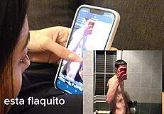 Mi novia reaccionando a las vergas de mis amigos