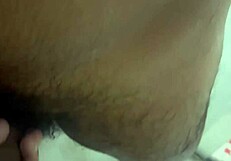 bearded hunk in bathroom surprises with twink sucking his monster cock roughly