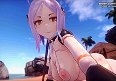 Elf teen sits on face then gets titjob in Monster Girl Island