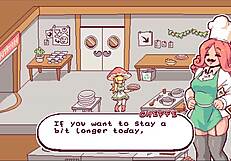 In the futanari mushroom game, customers flash boobs for more cumshots from huge cocks.