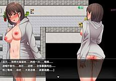 anime girl rides elevator naked, cums from excitement