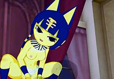 ankha rides a thick cock in the bedroom for wild hentai action