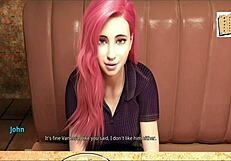 chatting with gorgeous pink haired milf in 3d anime hentai scene