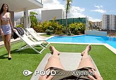 POVD Outdoor Poolside Action with Tight Pussy Getting Pounded
