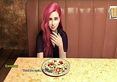 chatting with gorgeous pink haired milf in 3d anime hentai scene