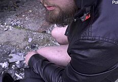 Russian beauty gives sloppy blowjob at abandoned construction site