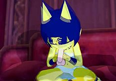 ankha rides a thick cock in the bedroom for wild hentai action