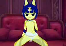 ankha rides a thick cock in the bedroom for wild hentai action
