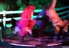 Erick bends over Tasha Reighn, fucking her hard with a tail plug in her ass