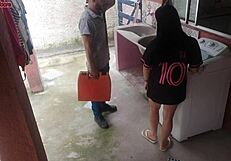 Married housewife pays washing machine tech with her big ass