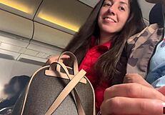 Risky public jerking off on crowded plane POV