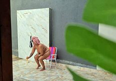 caught my hot neighbor showering in the backyard