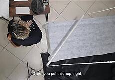 hey, she went for a gyno exam but got creamed on the desk!